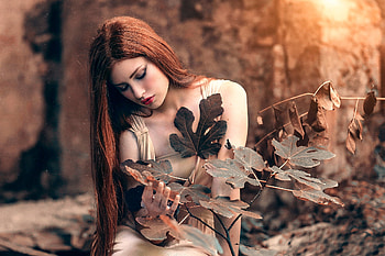 Golden autumn, golden, model, autumn, leaf, redhead, alessandro di cicco, woman, beauty HD wallpaper
