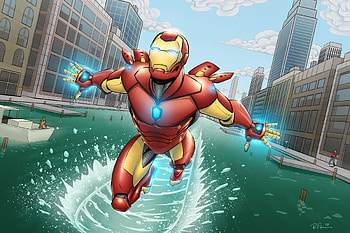 Iron Man Above The Water, iron-man, superheroes, artwork, artist, deviantart HD wallpaper