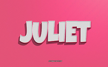 Juliet, pink lines background, with names, Juliet name, female names, Juliet greeting card, line art, with Juliet name HD wallpaper