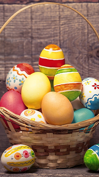 Easter, Colorful, Egg Basket HD phone wallpaper