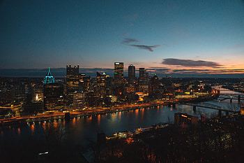 Cities, Rivers, Architecture, Usa, Building, View From Above, Night City, United States, Pittsburgh HD wallpaper