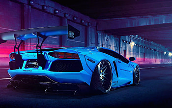 White car, Blue sports car, Lamborghini HD wallpaper