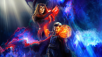Doctor Strange And Scarlet Witch Sorcerous Alliance, doctor-strange-in-the-multiverse-of-madness, doctor-strange, artwork, digital-art, scarlet-witch, superheroes, movies, 2022-movies HD wallpaper