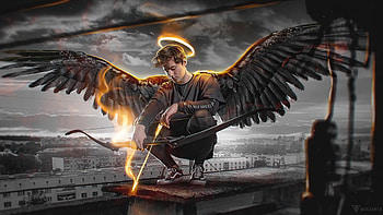 Angel Boy With Dark Wings , angel, wings, artist, artwork, digital-art HD wallpaper