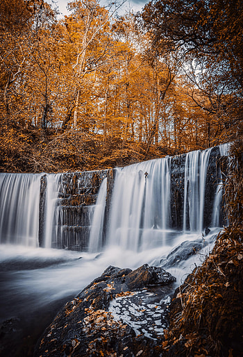Landscape, Nature, Rivers, Trees, Autumn, Waterfall HD phone wallpaper