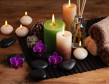 Spa, Burning candles, Stones, Towels, Aromatherapy HD wallpaper