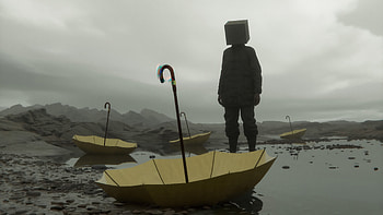 Forgotten Umbrellas, umbrella, alone, artist, artwork, digital-art, artstation HD wallpaper