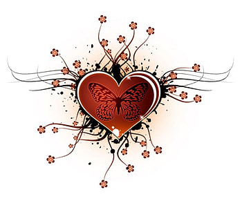 Butterfly Heart, flowers, heart, butterfly HD wallpaper