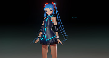 RL-16 Project Original, Blender 3D, blue eyes, blue hair, Hatsune Miku, Anime, Vocaloid HD wallpaper