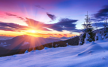 *, cold, winter, sky, sunset HD wallpaper