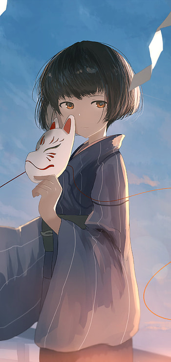 Moonlit Foxmask | Silent Kitsune Mask | Evening Anime (Original), mask, Anime, Original HD phone wallpaper