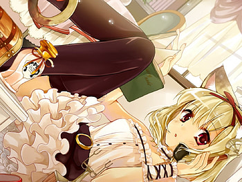 who is?, book, blonde, anime, red eyes, manga, neko girl, dress HD wallpaper