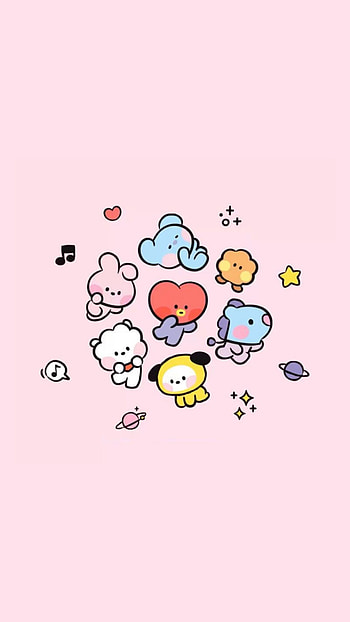 BT21, BTS, Army, Cooky, Rj, Mang, Chimmy, Shooky, Tata, Koya HD phone wallpaper
