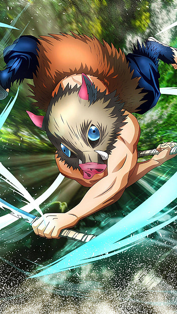 Inosuke Hashibira, Tanjiro Kamado, Anime, Demon Slayer, Kimetsu no Yaiba HD phone wallpaper