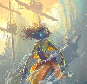Mermaid, vara, siren, ship, art, yasushi matsuoka, girl, summer, yasuartstudio, fantasy, yasu art studio, yellow, luminos HD wallpaper