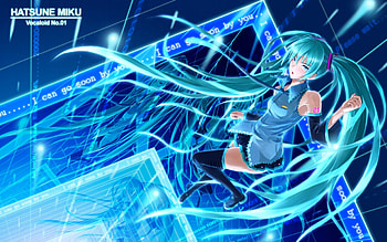 Hatsune Miku, vocaloid, twin tails, long hair, miku hatsune, miku, abstract, vocaloids, hatsune, twintails, female, twintail, blue hair, girl, anime girl, anime, aqua hair, twin tail HD wallpaper