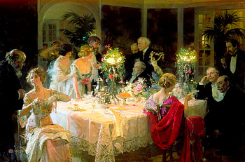 The End of Dinner, painting, art, candlelight, classy, belle epoque, ladies HD wallpaper