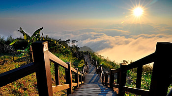Landscape, Sky, Sun, Clouds HD wallpaper