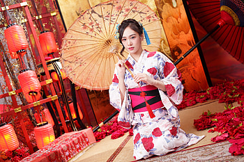 Kimono, model, lady, pretty HD wallpaper