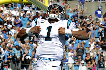 Cam Newton celebrates a TD run in the Panthers' 38-0 drubbing of the HD wallpaper