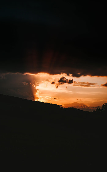 Sunset, Sky, Sun, Dark, Beams, Rays, Slope HD phone wallpaper
