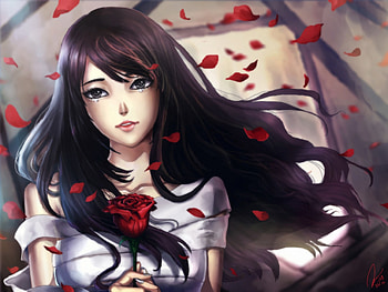 Suzy Miss a Touch, roses, anime, cute, girl, hair HD wallpaper