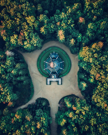 Nature, Trees, Building, View From Above, Path HD phone wallpaper