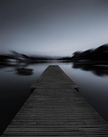Night, Dark, Pier, Fog, Blur, Smooth, Bw, Chb HD phone wallpaper