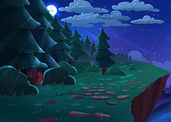 Landscape, Trees, Art, Night, Moon HD wallpaper