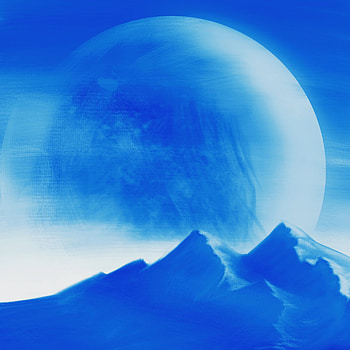 Art, Mountains, Moon, Canvas HD phone wallpaper
