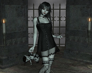 Gothic, girl, 3d, dark HD wallpaper