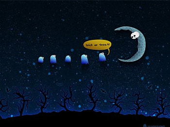 Trick Or Treat (blue), halloween, abstract, 3d HD wallpaper