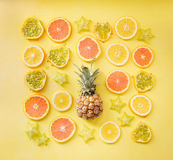 Citrus, lemon, pineapple, fruits, slices HD wallpaper