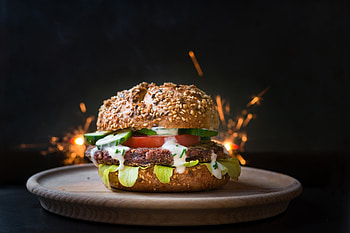 Meatless indulgence, Plant-based creation, Veggie patties, Guilt- satisfaction HD wallpaper