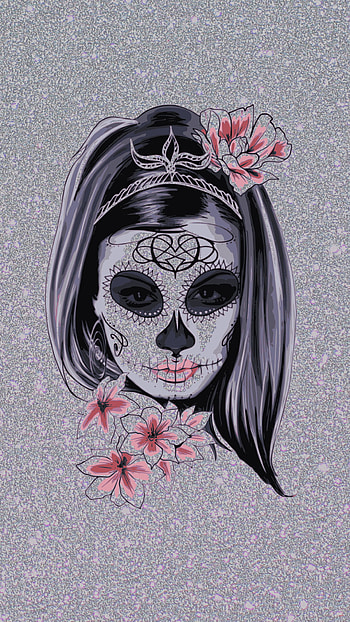 Sparkle, girly, flowers, pink, pretty, woman, glitter, silver, skull, cute HD phone wallpaper