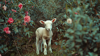 Charming Lamb in Spring Garden, lamb HD wallpaper