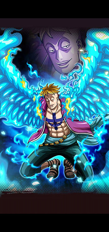 Marko, electric blue, art, Phoenix, one piece, anime HD phone wallpaper