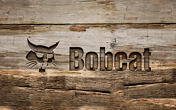 Bobcat wooden logo, , wooden backgrounds, brands, Bobcat logo, creative, wood carving, Bobcat HD wallpaper