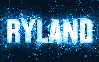 Happy Birtay Ryland, , blue neon lights, Ryland name, creative, Ryland Happy Birtay, Ryland Birtay, popular american male names, with Ryland name, Ryland HD wallpaper