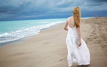 Beautiful Day, model, sands, woman, beach HD wallpaper
