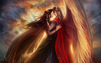 Angels, Fantasy, Girls, Men HD wallpaper