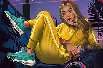 Retro Girl Art, retro, artist, artwork, digital-art HD wallpaper