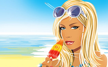 Serve Chilled, fantasy, blonde, icecream, beach HD wallpaper