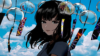 Anime Girl With Tears Standing In Blue Sky Background Anime Girl HD wallpaper