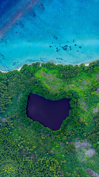 Lagoon, island, aerial view HD phone wallpaper