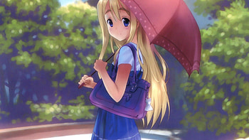 Anime, Girl, Umbrella, Pretty, Blonde HD wallpaper