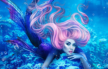 Pink Haired Mermaid, mermaid, digital, fantasy, art, siren HD wallpaper