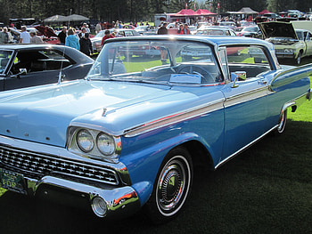 Ford 1959 Fairlane, blue, headlights, black, graphy, tires, Ford HD wallpaper