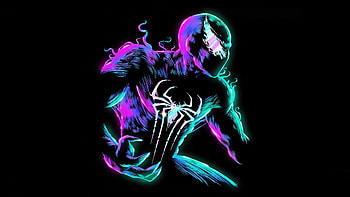 Spider Venom Minimalism , spiderman, venom, spider-man-across-the-spider-verse, spiderman, superheroes, artwork, artist, 2023-movies, movies, dark, black, minimalism, minimalist HD wallpaper