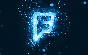 Foursquare blue logo, , blue neon lights, creative, blue abstract background, Foursquare logo, social network, Foursquare HD wallpaper